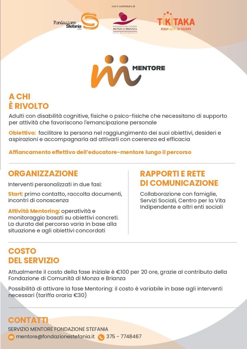 locandina "mentore" progetto di vita